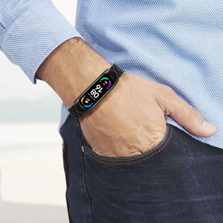 Produktbild Avizar Xiaomi Mi Band 6 / 5 Stahl Armband mit Faltschliesse (Edelstahl)