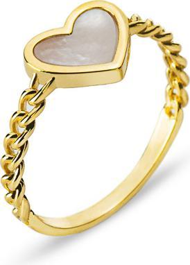 Image du produit Natsumi Schmuck Bague en or jaune 18K/750 avec coeur en nacre (50, Or 750/18 K)
