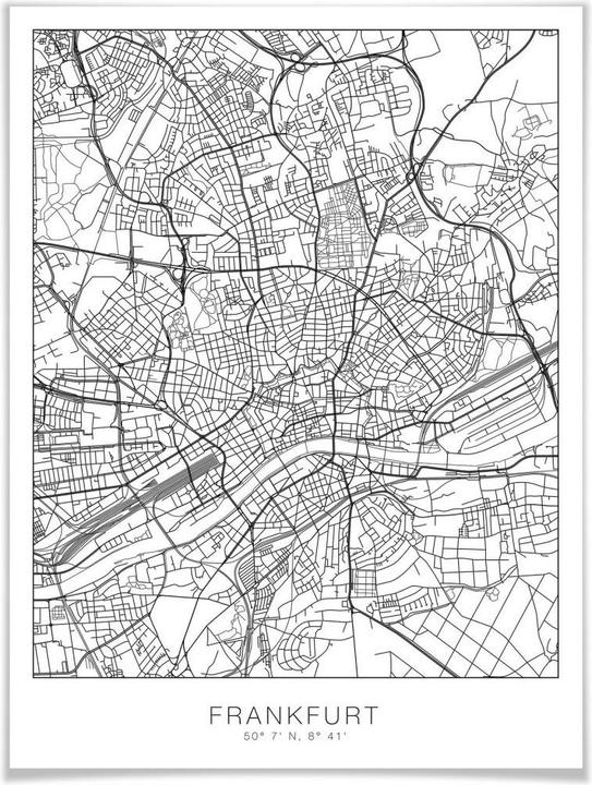 Immagine prodotto Trenddeko Mappa della città di Francoforte (30 x 40 cm)