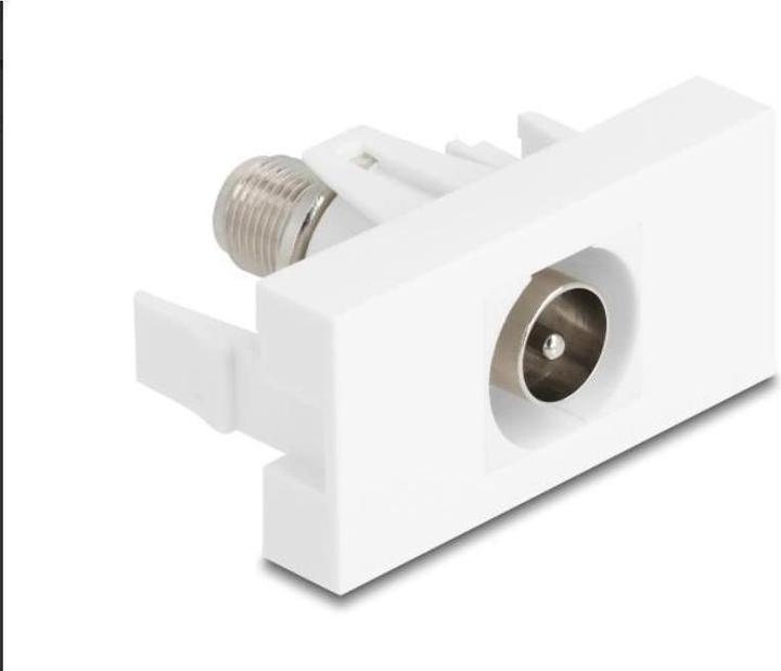 Produktbild Delock Easy 45 Modul IEC Stecker zu F Buchse weiss (90828) (Antennenkabel)
