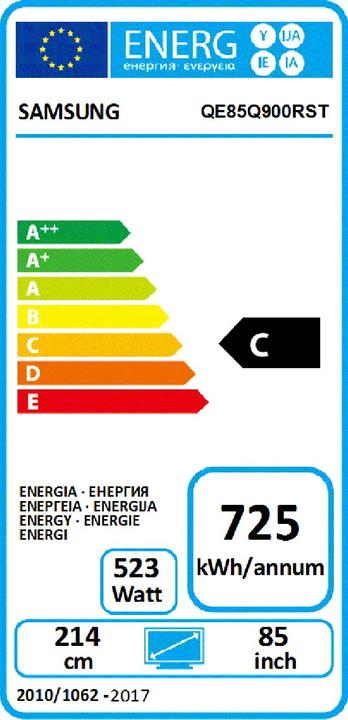 Energy Label Samsung QE85Q900R (85", LCD, 8K, 2018)