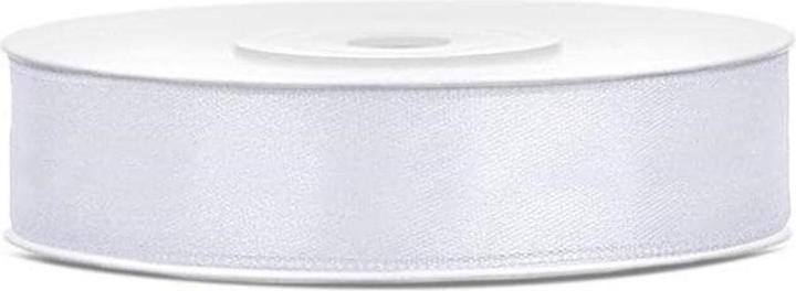 Partydeco Satinband 1.2 cm x 25 m, Weiss (Ruban, 1 x)