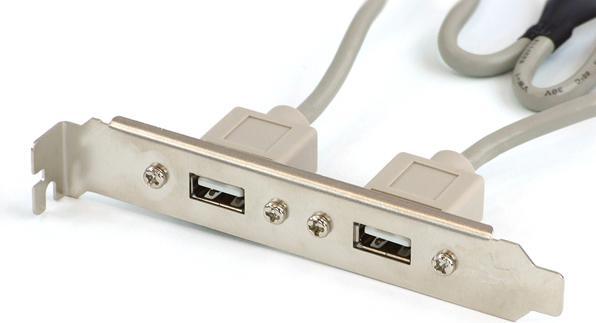 Actual product image Aquatuning USB 2.0 bracket, 2x USB female to 2x 5pin male connector