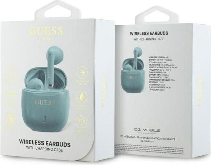 Actual product image Guess Bluetooth headphones GUTWSJ14ESGQ TWS + docking station turquoise/turquoise Printed Classic Lo (ANC, 26 h, Wireless)