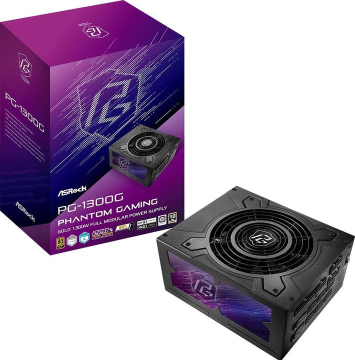 Produktbild AsRock Zasilacz PHANTOM GAMING 1300W 80 Plus Gold (1300 W)