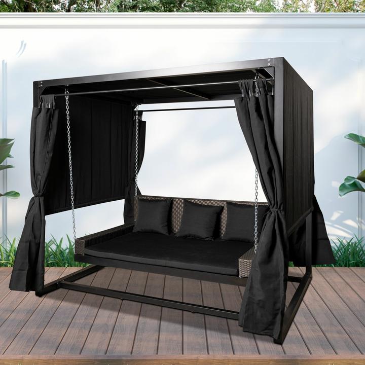 Image du produit PureHaven Balançoire hollywoodienne pour 4 personnes 236x180x210 cm Structure en aluminium Position assise et