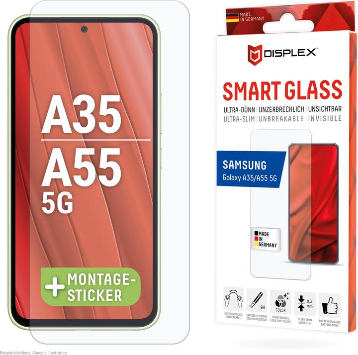 Actual product image Displex Smart Glass, Displayschutzfolie (1 Piece, Samsung Galaxy A35, Samsung Galaxy A55)