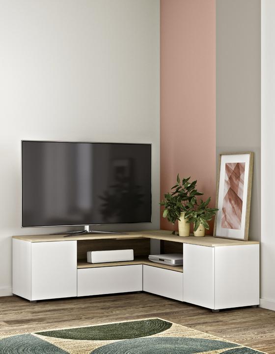 Image du produit Temahome Angle TV Stand blanc et chêne (40 x 46 cm)