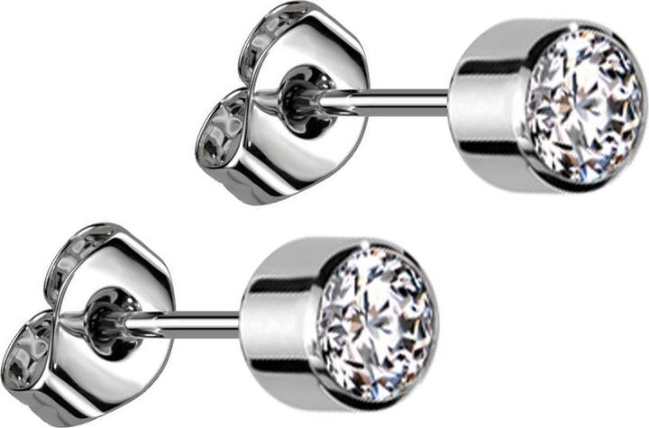 Immagine prodotto Star Piercing Orecchini a cilindro in argento con cristallo in argento (senza ottone, Titanio G23)