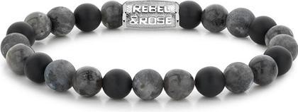 Rebel Rose - Gray Rocks bead bracelet RR-80069-S - Dimension: 20 cm - L+ (20 cm)