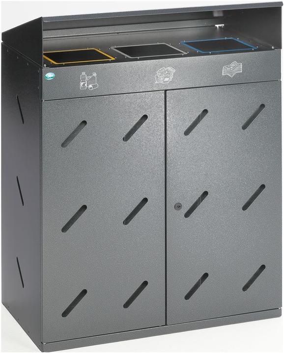 Produktbild VAR Wertstoffsammelstation, 3fach-Einwurf, Volumen 300 l, eisenglimmer (300 l)