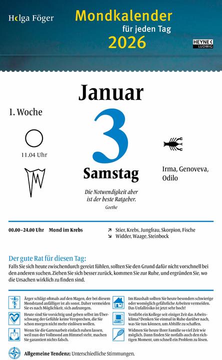Produktbild Mondkalender für jeden Tag 2026 (Deutsch)