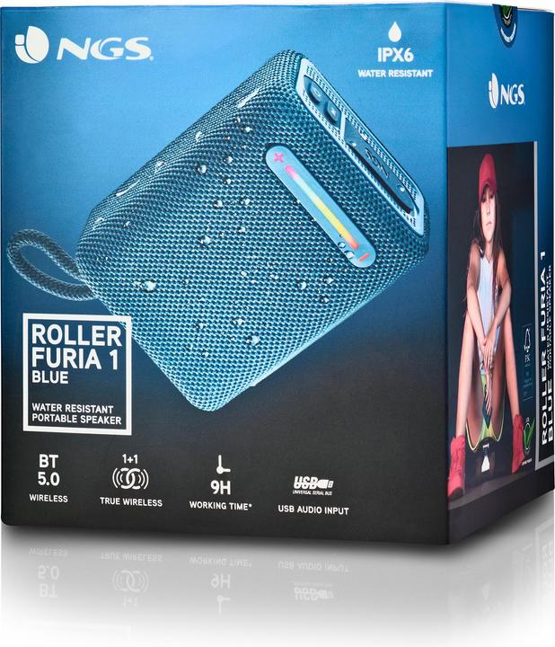 Actual product image NGS Enceinte Nomade Bluetooth Roller Furia 1 (Bleu) (9 h, Rechargeable battery operated)