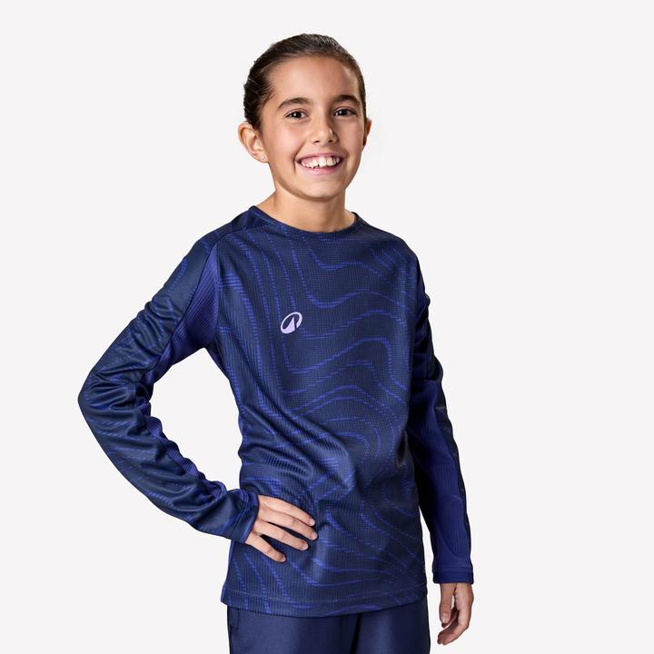 Kipsta Kinder Fussball Trikot langarm - Viralto Topo Lines blau (5, 6)
