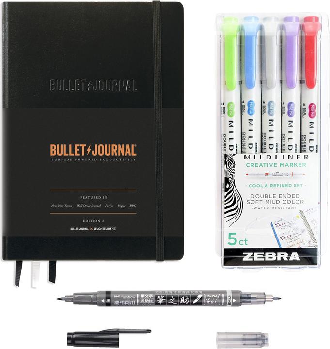 Actual product image MeinStift Bullet Journal Beginner Set with Book and Pens - Black (Black)