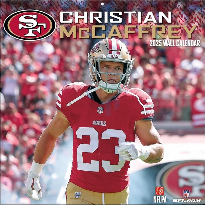 Actual product image NFL - San Francisco 49ers - Christian McCaffrey - 30.5 x 30.5 cm player wall calendar 2025 (30.5 x 30.5 cm, French, Italian, Spanish, German, English)