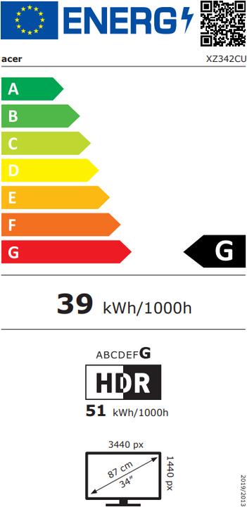 Energie-Label Acer Nitro XZ342CUP (3440 x 1440 Pixel, 34")