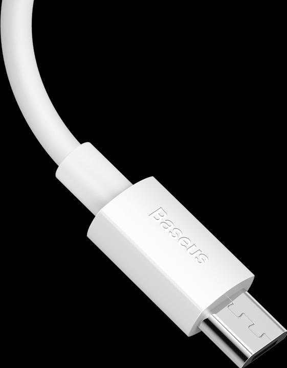 Actual product image Baseus Simple Wisdom Data Cable Kit USB to Micro 2.1A (2PCS/Set) 1.5m White (1.50 m)