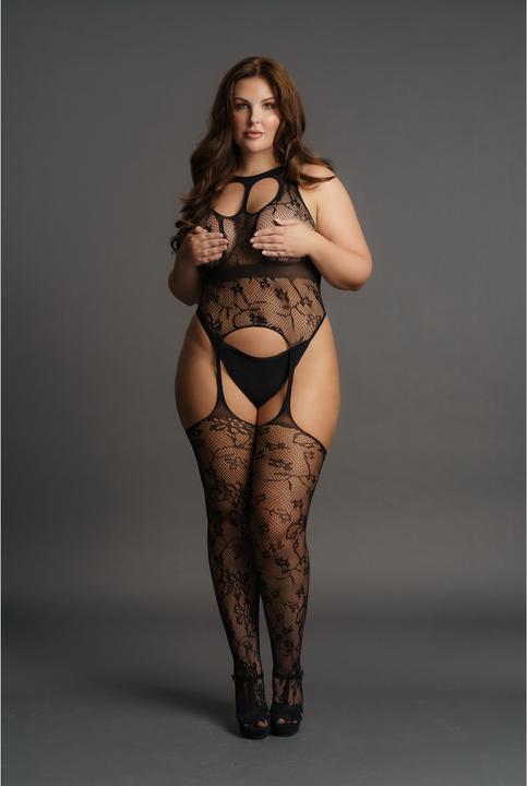 Productafbeelding Le Désir Kanten jarretel bodystocking met ronde hals (Eén maat voor iedereen)