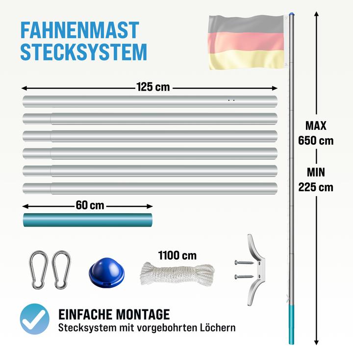 Produktbild Monzana Alu Fahnenmast 6,50m