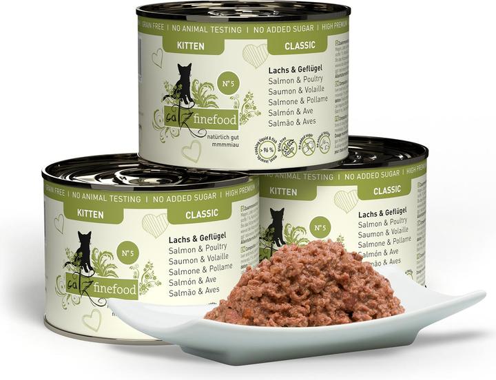 Image du produit Catz Finefood Kitten No.5 saumon & volaille (Chiot + chaton, 6 pcs, 255 g)