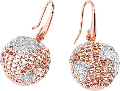 Ottaviani Rose gold bronze earrings with silver glitter