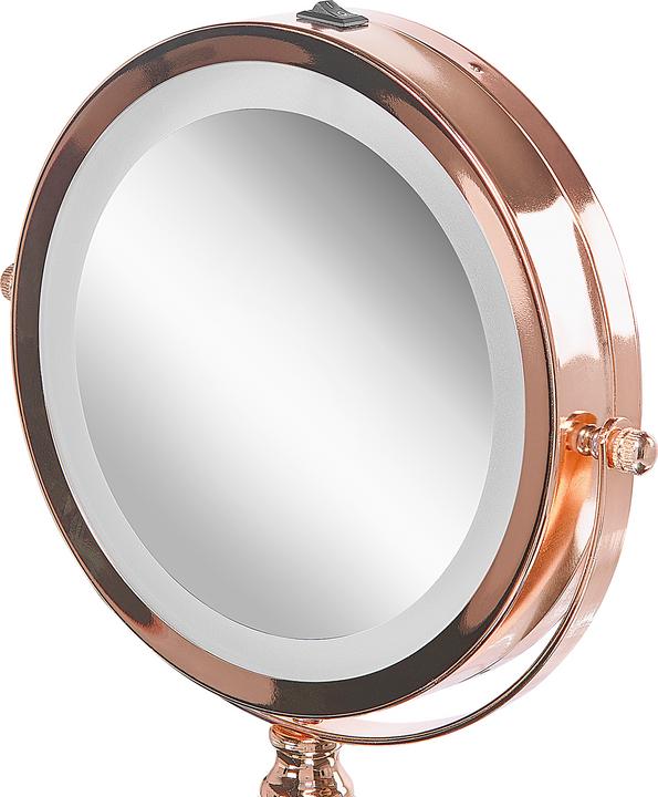 Image du produit Beliani Miroir de courtoisie or rose avec éclairage LED ø 18 cm BAIXAS (18 x 34 cm)