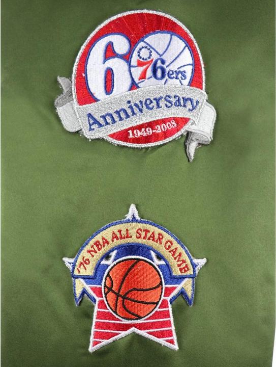 Produktbild Mitchell & Ness M&N Satin Bomber Jacke - FLIGHT Philadelphia 76ers oliv - M (M)