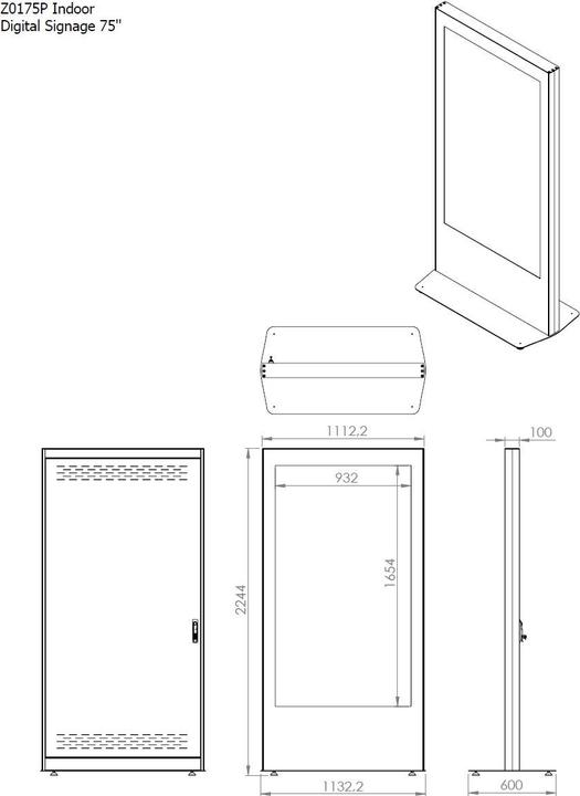 Immagine prodotto DSS Stele Portrait per interni, schermo da 75", nero