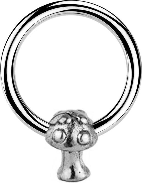 Star Piercing Micro Closure Ring silber Pilz silber (Messing, Chirurgenstahl 316L)