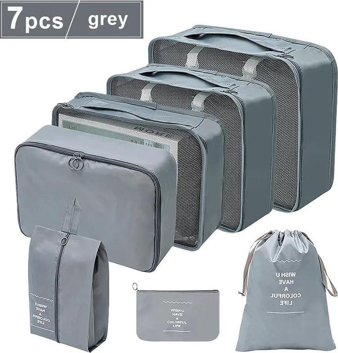 Only-Bags.Store 7 PCS Set Travel Organizer Aufbewahrungstaschen Kapazität Koffer Sortierung Organizer Set