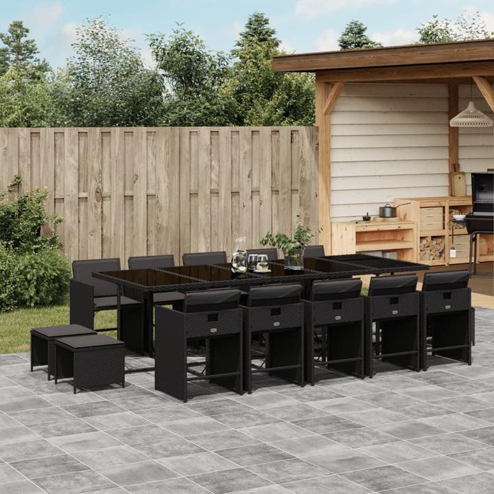 Produktbild VidaXL Gartenmöbel Essgruppe Gartengarnitur Sitzgruppe 15tlg Schwarz Poly Rattan (275 cm)