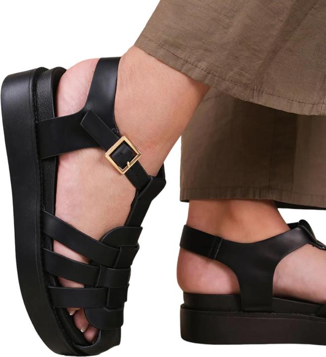 Actual product image Where's That From Womens/Ladies Louisiana Faux Leather Multi Strap Wide Sandals (40)