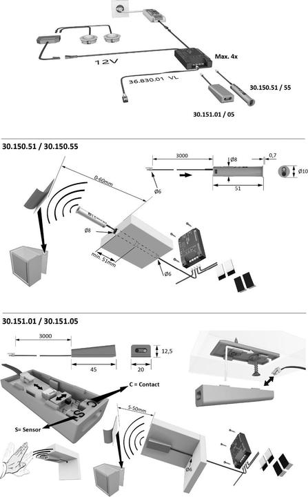 Image du produit Halemeier Capteur IR pour contact de porte MultiSwitch2 12 / 24 / 230 V