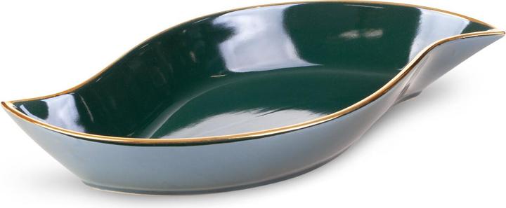 Eurofirany AMORA 2 ceramic plates with glossy surface and gold details, 36 x 18 x 5 cm (1 x)