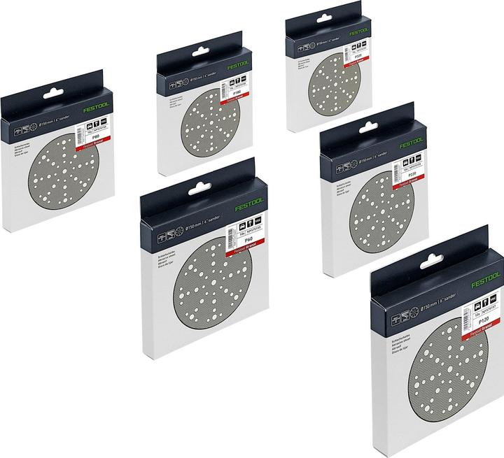 Actual product image Festool Grinding disc STF D150/48 GR set (P80, P320, P180, P60, P220, P120)