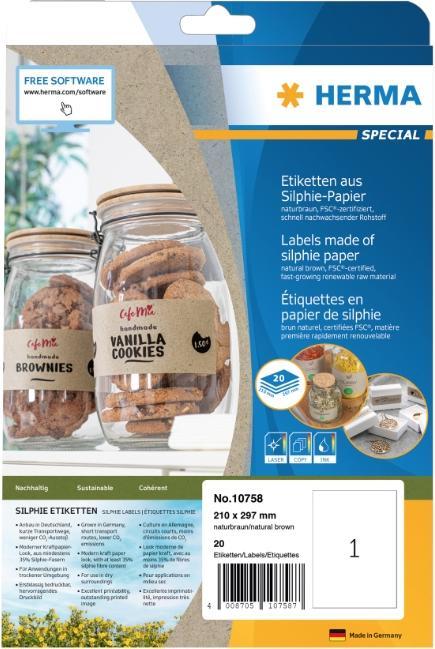 Actual product image HERMA Grass paper labels A4