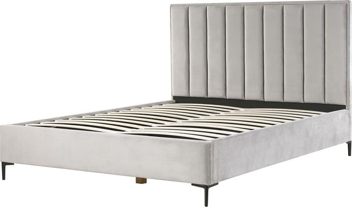 Image du produit Beliani Lit rembourré tissu velours gris avec sommier relevable 180 x 200 cm SEZANNE (180 x 200 cm)
