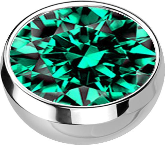 Star Piercing Micro Halbkugel silber mit Kristall türkis (ohne Messing, Chirurgenstahl 316L)