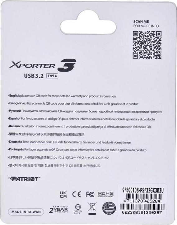 Immagine prodotto Patriot USB 32GB Xporter GEN 1 3.2 PAT (32 GB, USB-A)