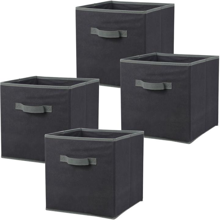 Actual product image Storage Solutions 4er-Set Aufbewahrungsbox mit Henkel, faltbar, 30 x 30 x 30 cm, schwarz (30 x 30 x 30 cm)