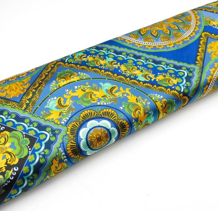 Produktbild Stoffrestposten Satin - Ornamenten Patchwork Grün