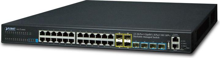 Produktbild Planet Managed Layer 3 Switch 24 Port Gigabit 4 Optional 10G Slots Stackable (24 Ports)