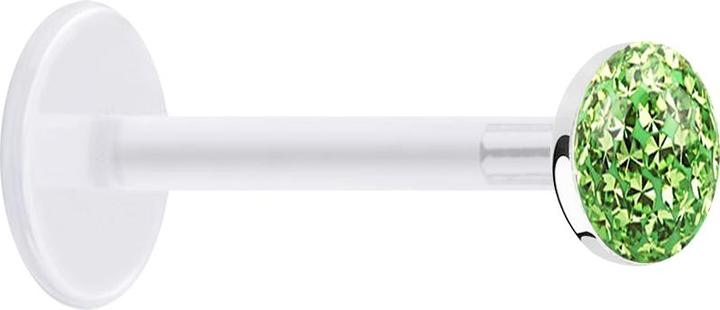 Produktbild Star Piercing Micro Labret transparent mit Kristallscheibe hellgrün Epoxy Schutzschicht (925 Sterlingsilber, ohne Messing, Bioflex)