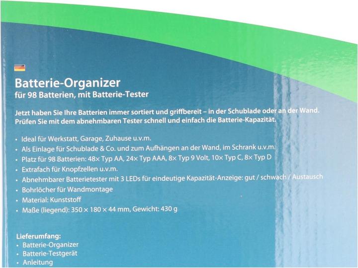 Image du produit AccuCell Organisateur de batterie 2en1, boîtier universel pour 1 à 110 batteries ou piles