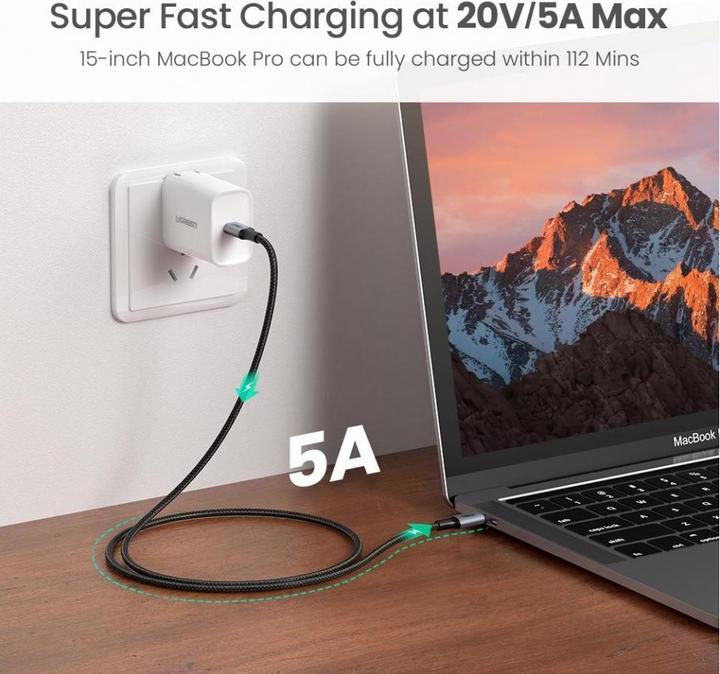 Actual product image Ugreen USB-C 2.0 to USB-C 2.0 5A Data Cable (2 m, USB 2.0)
