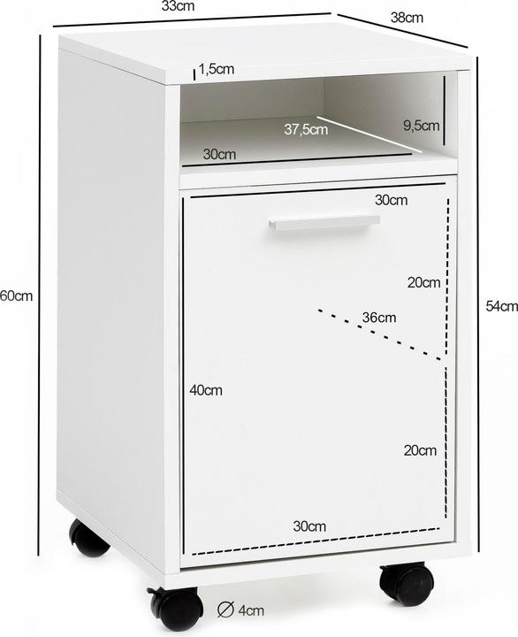 Produktbild FineBuy Rollcontainer (38 x 33 x 60 cm)