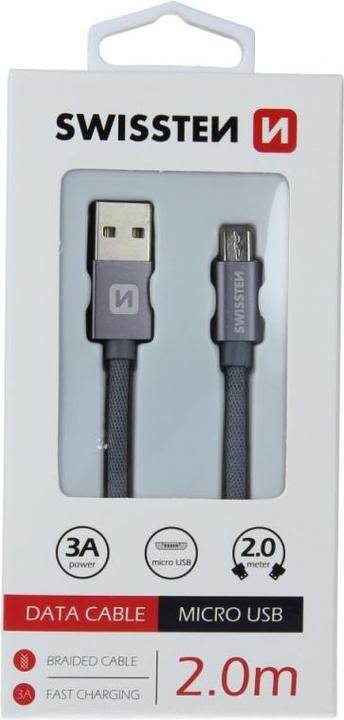 Produktbild Swissten Datenkabel Textil USB / Micro-USB 2.0 M (2 m)