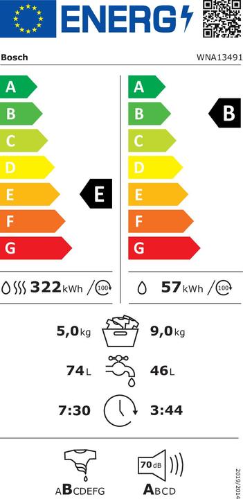 Energy Label Bosch Hausgeräte Bosch washer dryer WNA13491