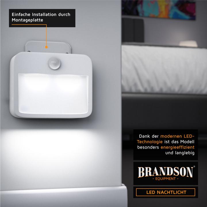 Image du produit Brandson Lampe de nuit à LED, lampe de nuit, détecteur de mouvement, capteur de luminosité
